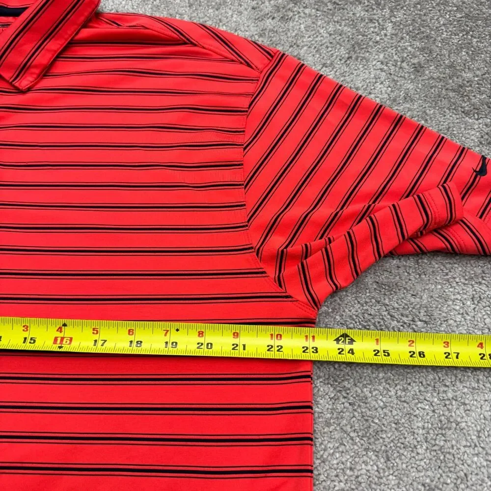 Nike Golf FitDry Polo Shirt Mens Large Red Blue Striped Performance Activewear